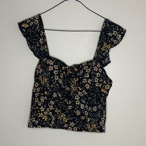 Spoiled Black and Gold Floral Crop Top